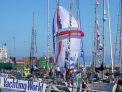 Hallberg Rassy 43 'Sarah Jane' (GBR) docked in Las Palmas with her Parasailor up